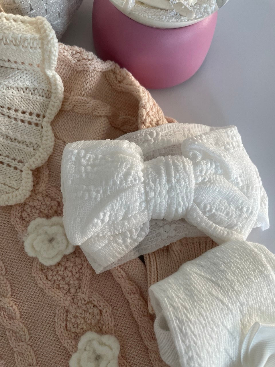 The "Vintage Rose" Premium Knitted Gift Basket | Quilted Organic Muslin Blanket & Bodysuit Se