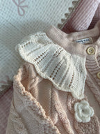 The "Vintage Rose" Premium Knitted Gift Basket | Quilted Organic Muslin Blanket & Bodysuit Se