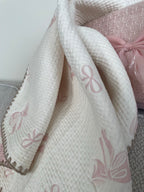 The "Vintage Rose" Premium Knitted Gift Basket | Quilted Organic Muslin Blanket & Bodysuit Se