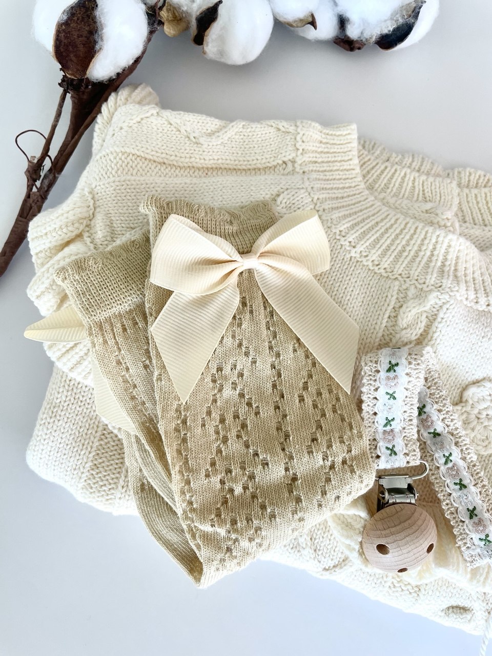 Sweet Peony Cotton Knit Set – Milestone Outfit & Gift Box