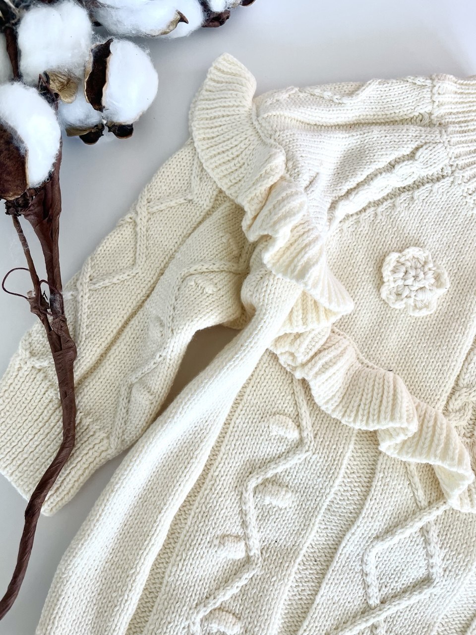 Sweet Peony Cotton Knit Set – Milestone Outfit & Gift Box